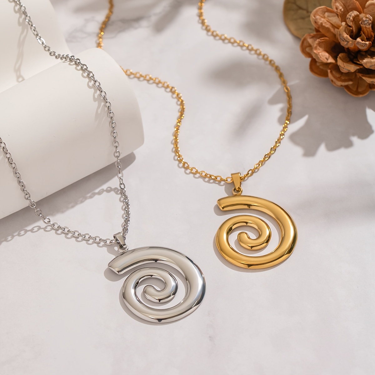 Vintage Spiral Vortex Pendant Stainless Steel Necklace, Fade-resistant